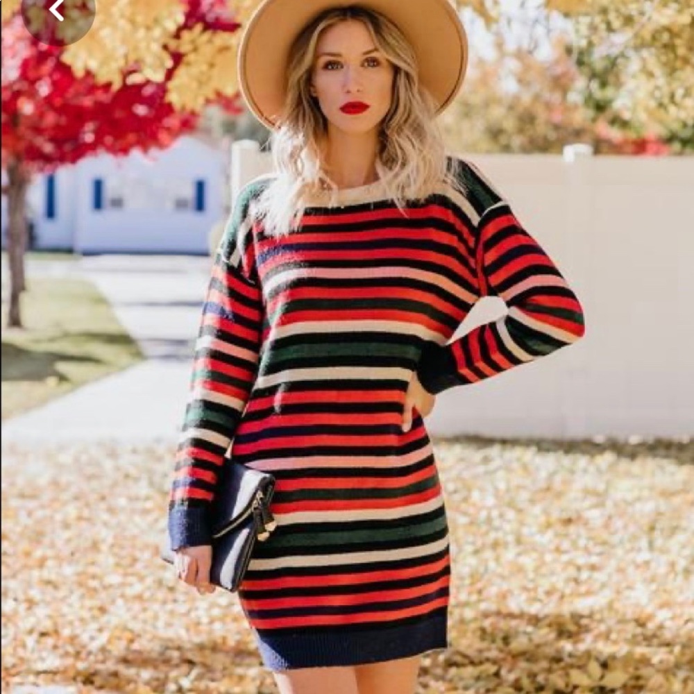 Vici Multicolor Striped Sweater Dress